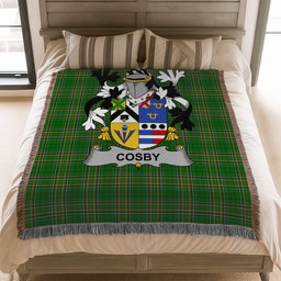 ScotsTee Shop Irish Cosby (Lord Sydney) Clan Coat of Arms Irish Tartan Woven Blanket