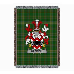 ScotsTee Shop Irish Cadwell or Caddell Clan Coat of Arms Irish Tartan Woven Blanket