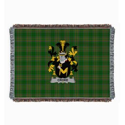 ScotsTee Shop Irish Croke Clan Coat of Arms Irish Tartan Woven Blanket