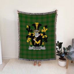 ScotsTee Shop Irish Croke Clan Coat of Arms Irish Tartan Woven Blanket