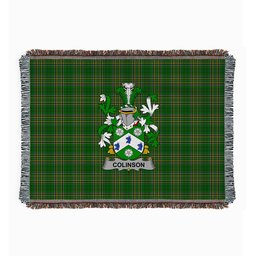 ScotsTee Shop Irish Colinson Clan Coat of Arms Irish Tartan Woven Blanket