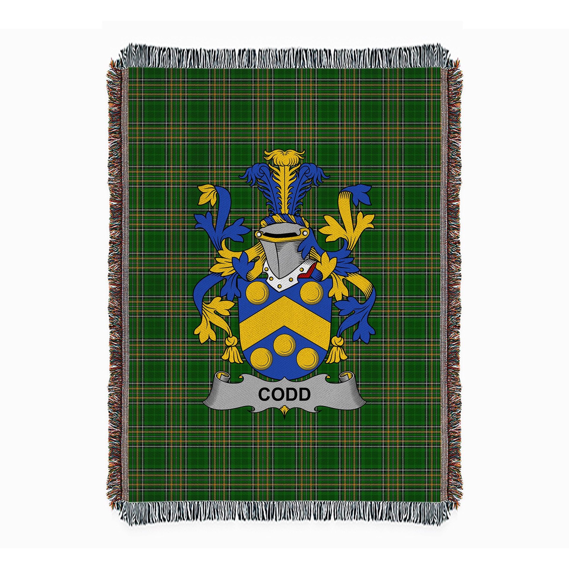 ScotsTee Shop Irish Codd Clan Coat of Arms Irish Tartan Woven Blanket