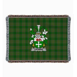 ScotsTee Shop Irish Crombie Clan Coat of Arms Irish Tartan Woven Blanket