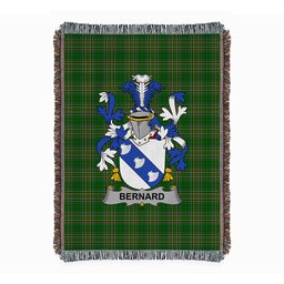 ScotsTee Shop Irish Bernard Clan Coat of Arms Irish Tartan Woven Blanket