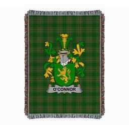 ScotsTee Shop Irish Connor or O'Connor (Kerry) Clan Coat of Arms Irish Tartan Woven Blanket