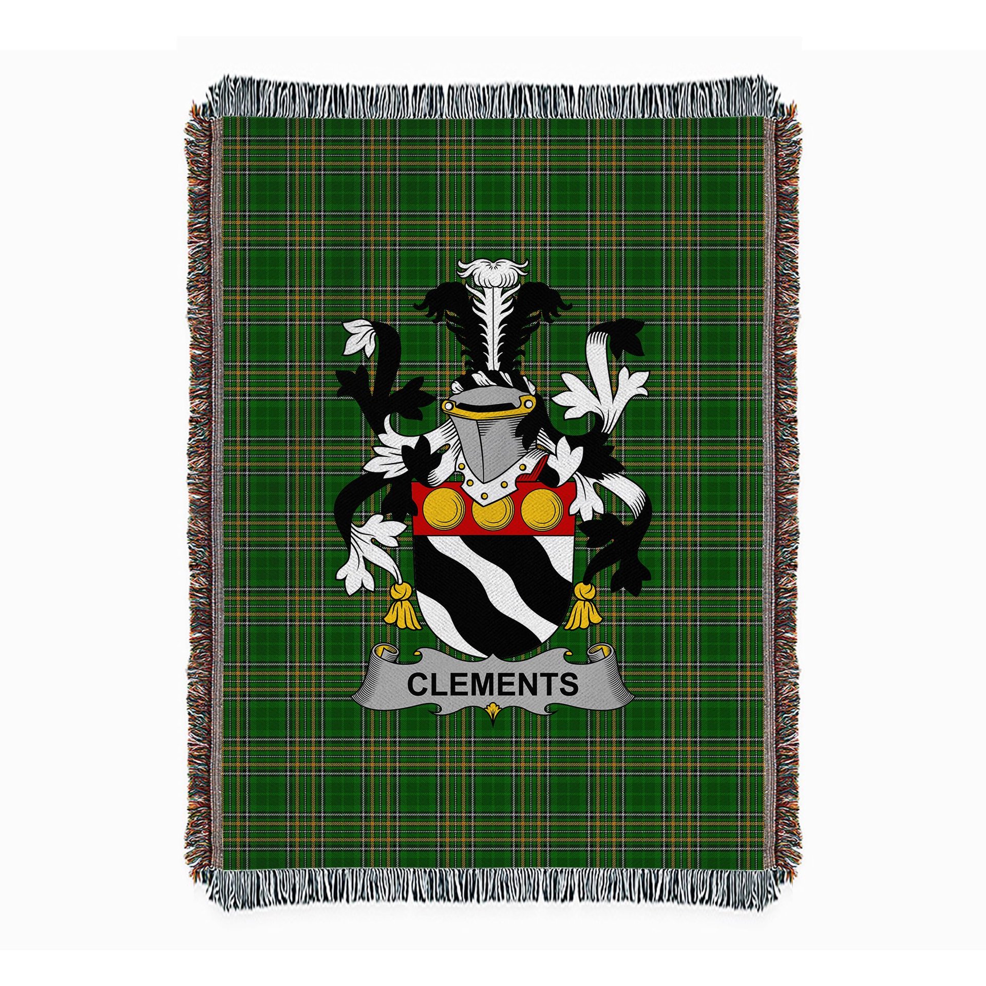 ScotsTee Shop Irish Clements Clan Coat of Arms Irish Tartan Woven Blanket