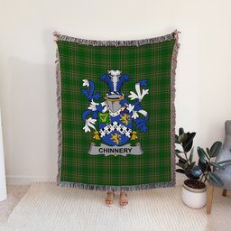 ScotsTee Shop Irish Chinnery Clan Coat of Arms Irish Tartan Woven Blanket