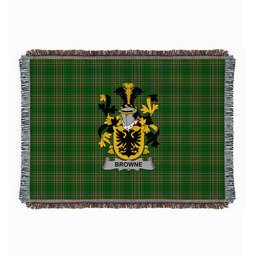 ScotsTee Shop Irish Browne Clan Coat of Arms Irish Tartan Woven Blanket