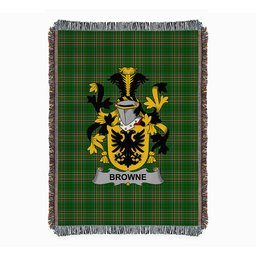ScotsTee Shop Irish Browne Clan Coat of Arms Irish Tartan Woven Blanket
