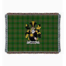ScotsTee Shop Irish Brady or McBrady Clan Coat of Arms Irish Tartan Woven Blanket