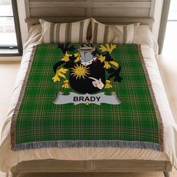 ScotsTee Shop Irish Brady or McBrady Clan Coat of Arms Irish Tartan Woven Blanket