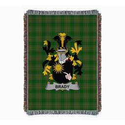 ScotsTee Shop Irish Brady or McBrady Clan Coat of Arms Irish Tartan Woven Blanket