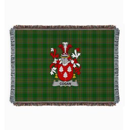 ScotsTee Shop Irish Cogan or O'Cogan Clan Coat of Arms Irish Tartan Woven Blanket