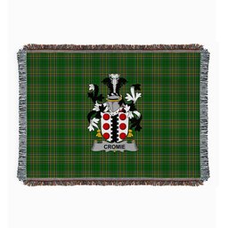 ScotsTee Shop Irish Cromie Clan Coat of Arms Irish Tartan Woven Blanket