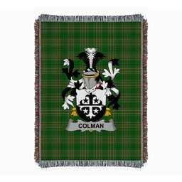 ScotsTee Shop Irish Colman or McColman Clan Coat of Arms Irish Tartan Woven Blanket