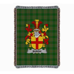 ScotsTee Shop Irish Burgh Clan Coat of Arms Irish Tartan Woven Blanket