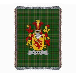 ScotsTee Shop Irish Colley or McColley Clan Coat of Arms Irish Tartan Woven Blanket