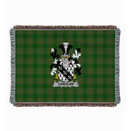 ScotsTee Shop Irish Carolan Clan Coat of Arms Irish Tartan Woven Blanket