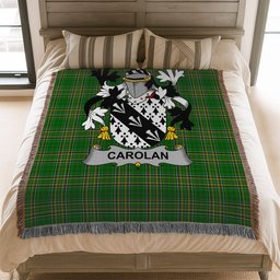 ScotsTee Shop Irish Carolan Clan Coat of Arms Irish Tartan Woven Blanket