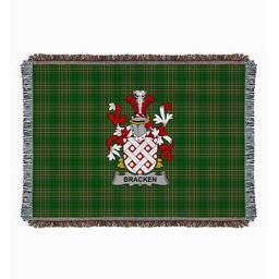 ScotsTee Shop Irish Bracken or O'Bracken Clan Coat of Arms Irish Tartan Woven Blanket