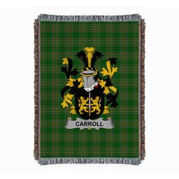 ScotsTee Shop Irish Carroll or O'Carroll Clan Coat of Arms Irish Tartan Woven Blanket