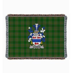 ScotsTee Shop Irish Gannon or McGannon Clan Coat of Arms Irish Tartan Woven Blanket