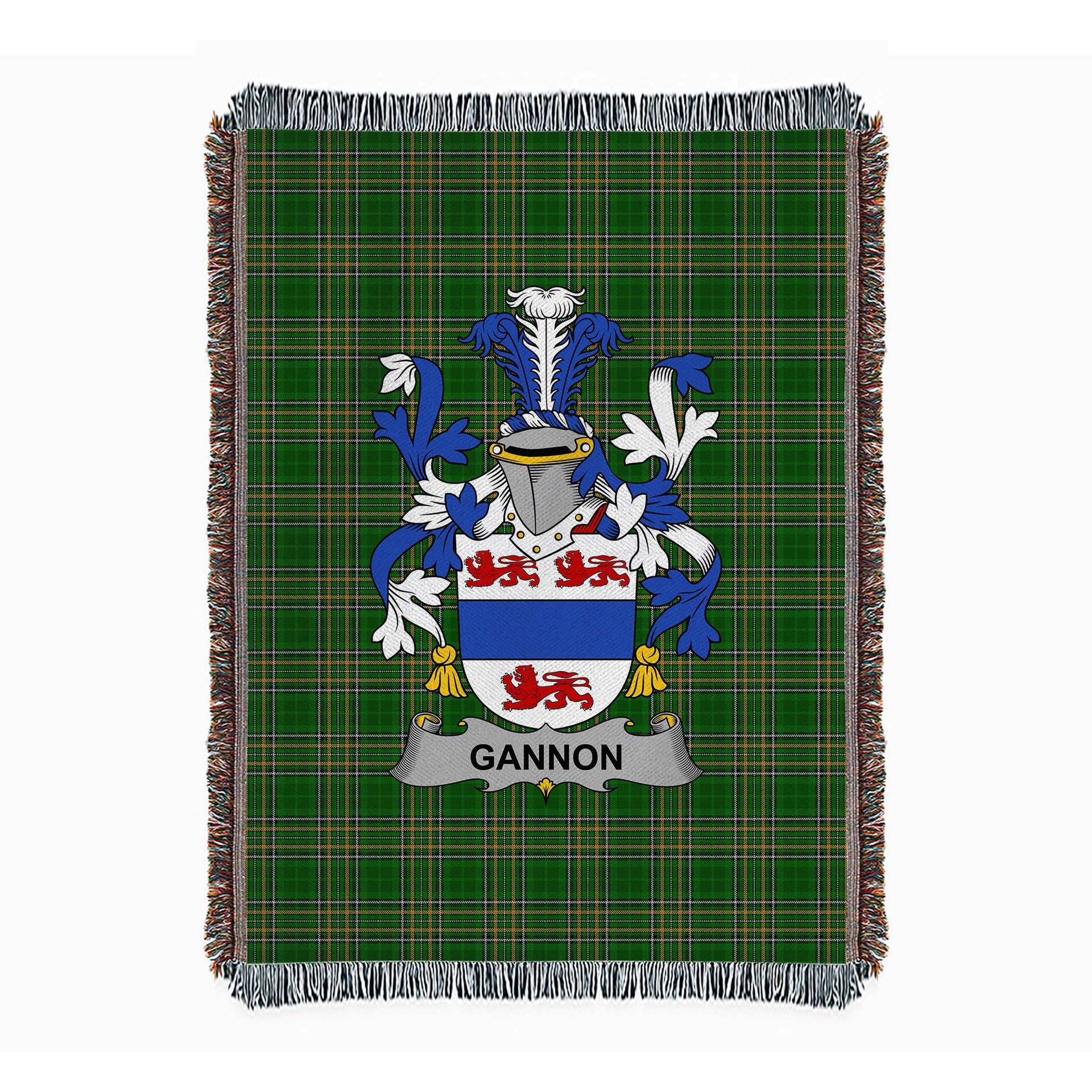 ScotsTee Shop Irish Gannon or McGannon Clan Coat of Arms Irish Tartan Woven Blanket