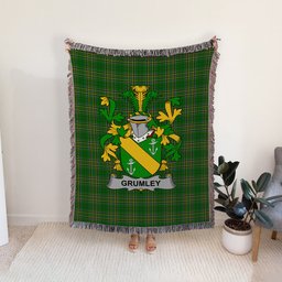 ScotsTee Shop Irish Grumley Clan Coat of Arms Irish Tartan Woven Blanket