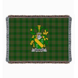 ScotsTee Shop Irish Grumley Clan Coat of Arms Irish Tartan Woven Blanket