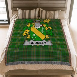ScotsTee Shop Irish Grumley Clan Coat of Arms Irish Tartan Woven Blanket