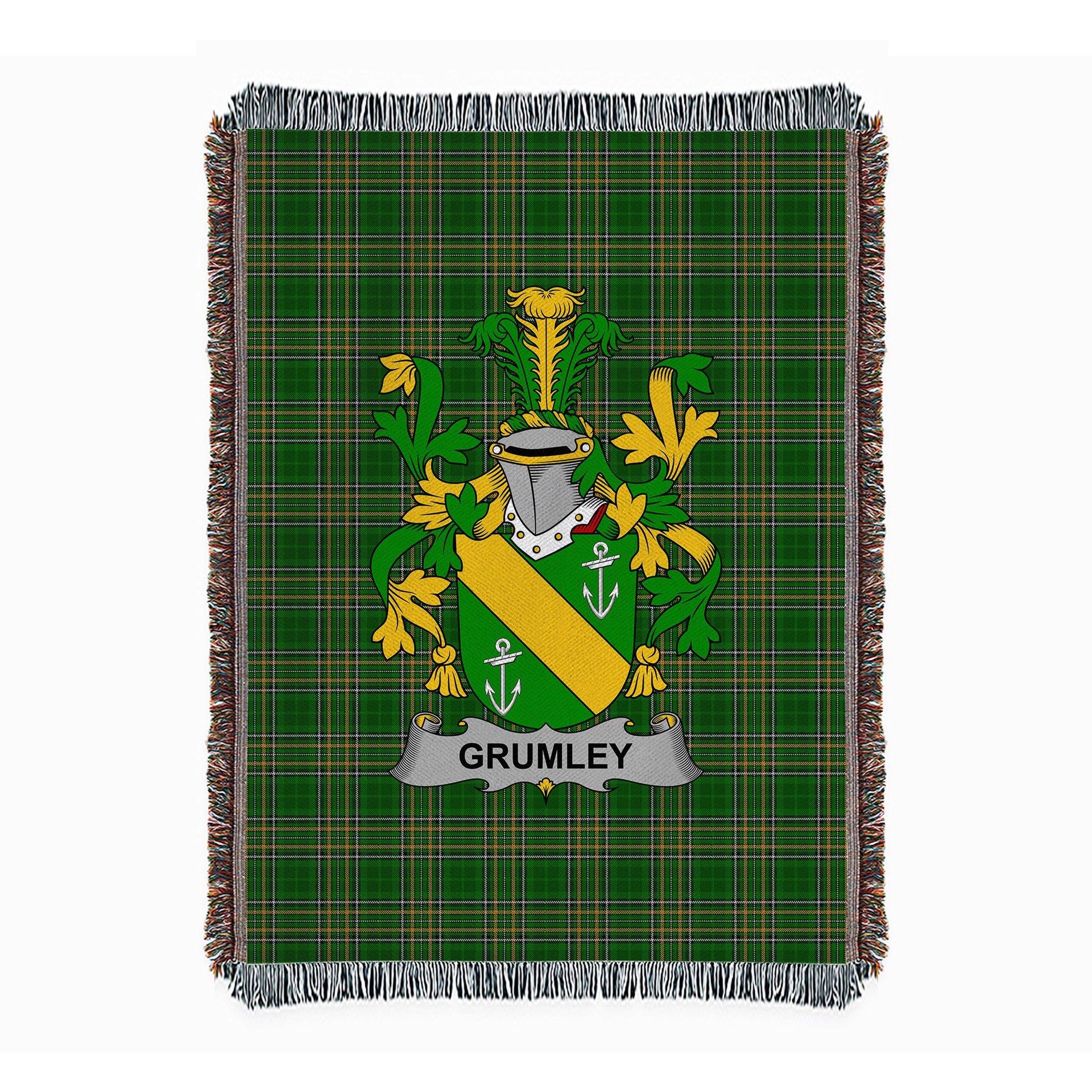 ScotsTee Shop Irish Grumley Clan Coat of Arms Irish Tartan Woven Blanket