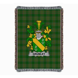 ScotsTee Shop Irish Grumley Clan Coat of Arms Irish Tartan Woven Blanket