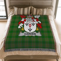ScotsTee Shop Irish Carden Clan Coat of Arms Irish Tartan Woven Blanket