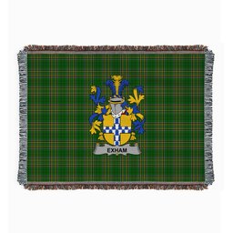 ScotsTee Shop Irish Exham Clan Coat of Arms Irish Tartan Woven Blanket