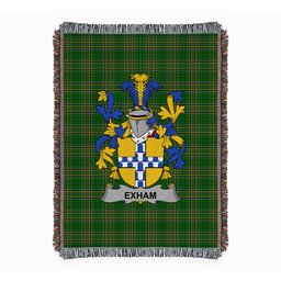 ScotsTee Shop Irish Exham Clan Coat of Arms Irish Tartan Woven Blanket