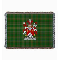ScotsTee Shop Irish Fagan Clan Coat of Arms Irish Tartan Woven Blanket