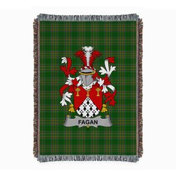 ScotsTee Shop Irish Fagan Clan Coat of Arms Irish Tartan Woven Blanket