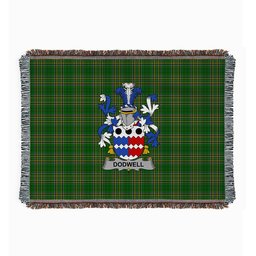 ScotsTee Shop Irish Dodwell Clan Coat of Arms Irish Tartan Woven Blanket