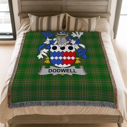 ScotsTee Shop Irish Dodwell Clan Coat of Arms Irish Tartan Woven Blanket