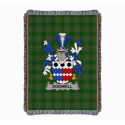 ScotsTee Shop Irish Dodwell Clan Coat of Arms Irish Tartan Woven Blanket