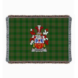 ScotsTee Shop Irish Dennehy or O'Dennehy Clan Coat of Arms Irish Tartan Woven Blanket