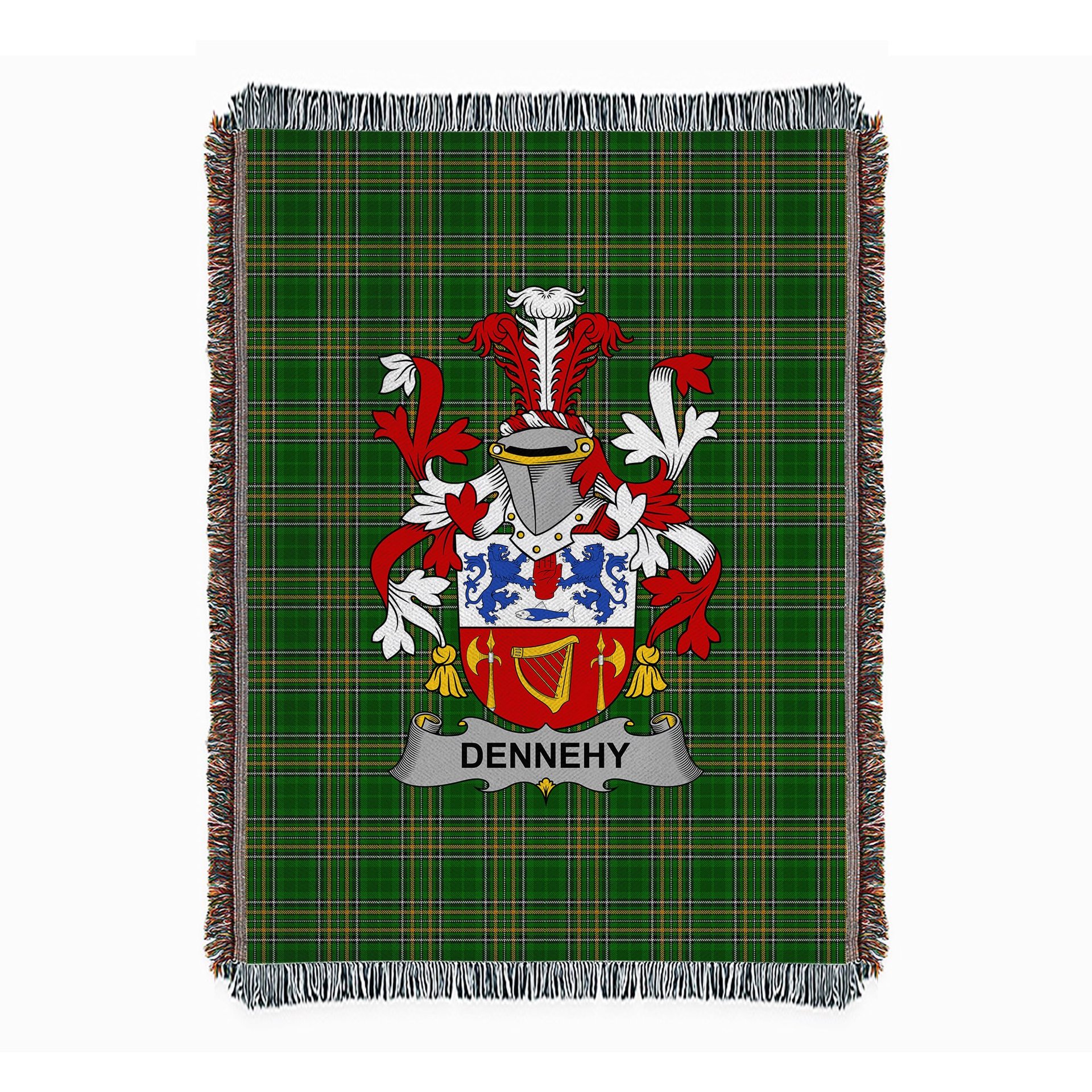 ScotsTee Shop Irish Dennehy or O'Dennehy Clan Coat of Arms Irish Tartan Woven Blanket