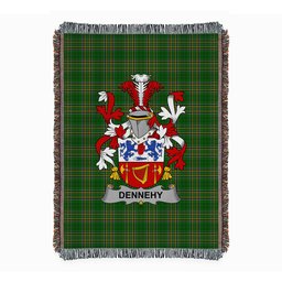 ScotsTee Shop Irish Dennehy or O'Dennehy Clan Coat of Arms Irish Tartan Woven Blanket