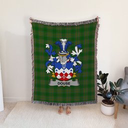 ScotsTee Shop Irish Douse or Dowse Clan Coat of Arms Irish Tartan Woven Blanket
