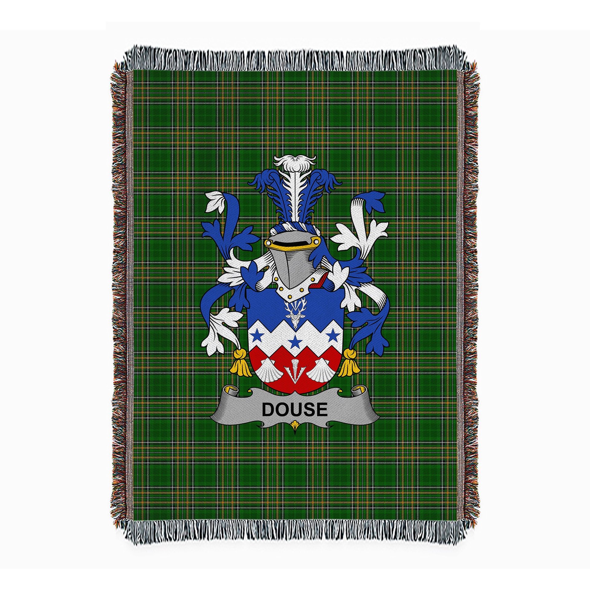 ScotsTee Shop Irish Douse or Dowse Clan Coat of Arms Irish Tartan Woven Blanket