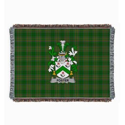 ScotsTee Shop Irish Foster Clan Coat of Arms Irish Tartan Woven Blanket