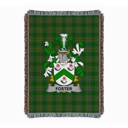 ScotsTee Shop Irish Foster Clan Coat of Arms Irish Tartan Woven Blanket