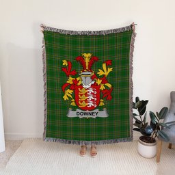 ScotsTee Shop Irish Downey or O'Downey Clan Coat of Arms Irish Tartan Woven Blanket