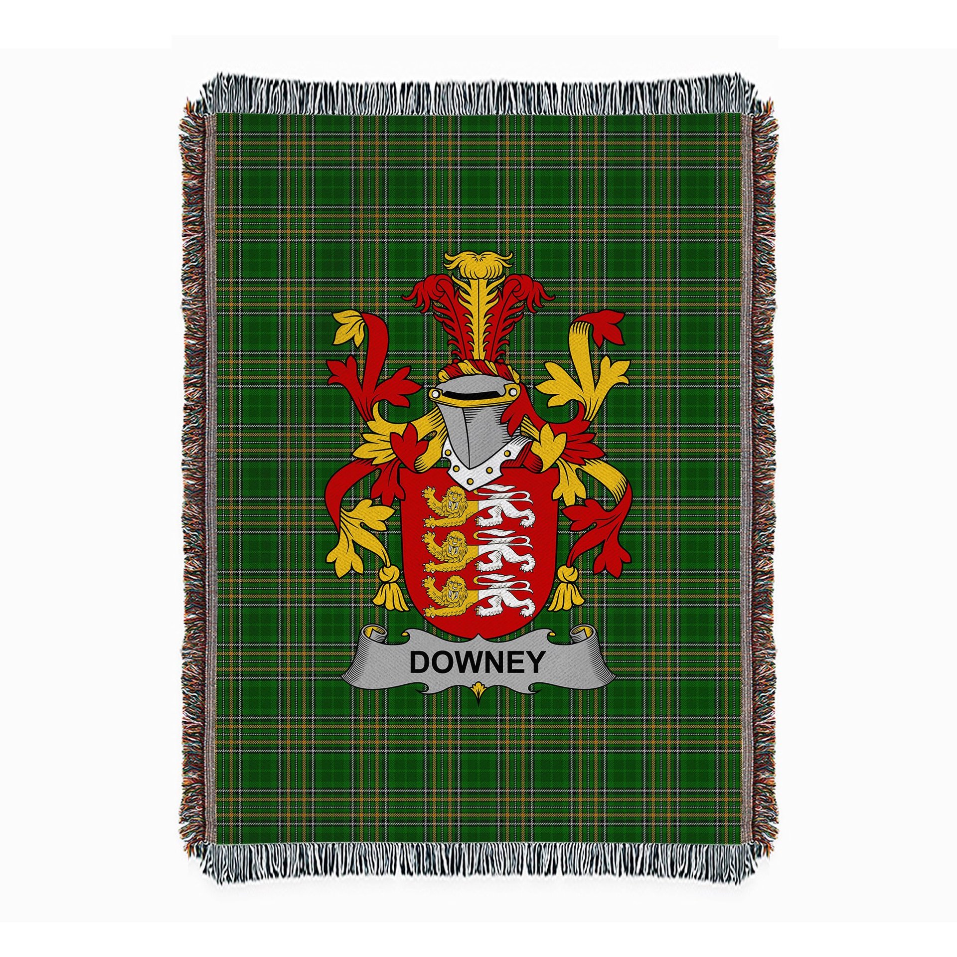 ScotsTee Shop Irish Downey or O'Downey Clan Coat of Arms Irish Tartan Woven Blanket