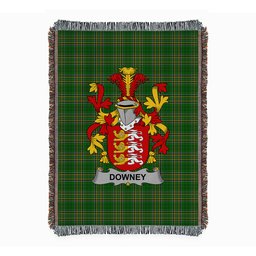 ScotsTee Shop Irish Downey or O'Downey Clan Coat of Arms Irish Tartan Woven Blanket